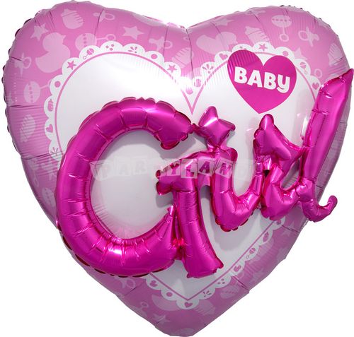Baby girl Srdce 3D - 91 cm fóliový balón