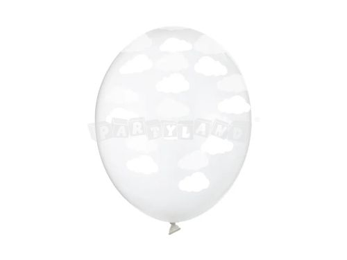 Balón 30 cm, biele oblaky 6ks