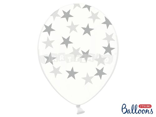 Balón 30 cm, hviezdy, kryštálový