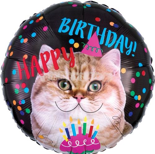 Balón Happy Birthday mačka