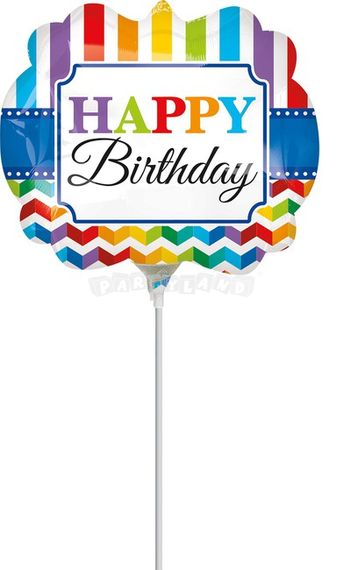 Balón Happy Birthday pruhy