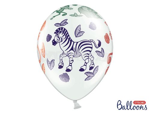 Balón pastelový biely zoo - 1ks