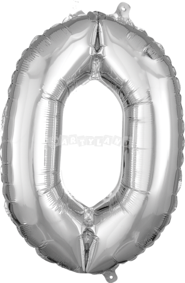 Balón v tvare čísla 0 - Strieborný 35 cm