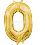 Balón v tvare čísla 0 - Zlatý 35 cm