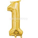 Balón v tvare čísla 1 - Zlatý 35 cm