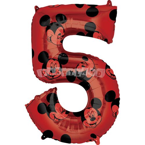 Balón v tvare čísla 5 - Mickey Mouse 66 cm