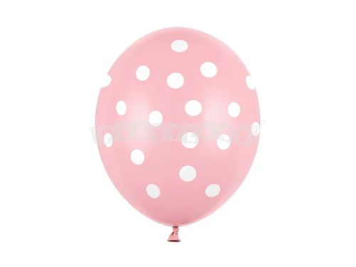 Bodkovaný balón ružovo-biely 6ks