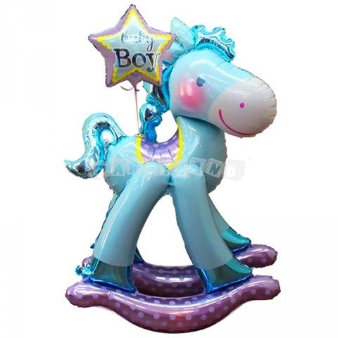 Chodiaci balón Hojdací koník modrý