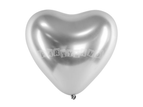 Chrómový balón srdce strieborné 30cm