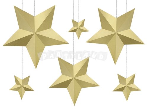 Dekoračne papierové hviezdy zlaté 6ks