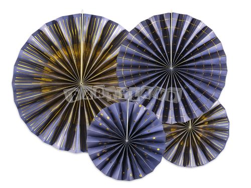 Dekoračné rozety modro-zlaté - 4 ks
