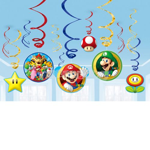 Dekoračné špirály Super Mario - 12 ks