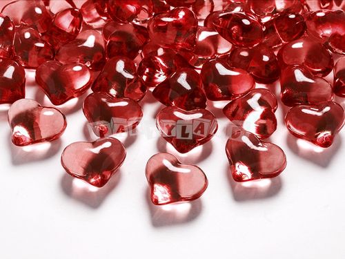 Diamantové konfety červené srdcia 21mm - 30 ks