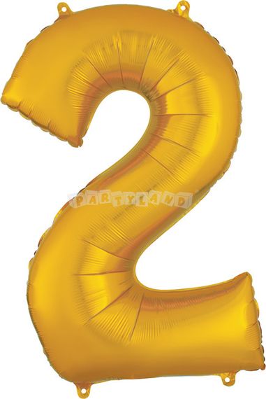 Balón v tvare čísla 2 - Zlatý 86 cm