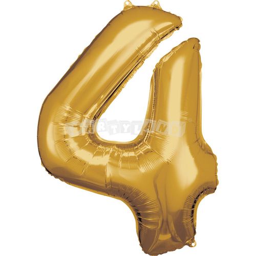 Balón v tvare čísla 4 - Zlatý 86 cm, typ "R"