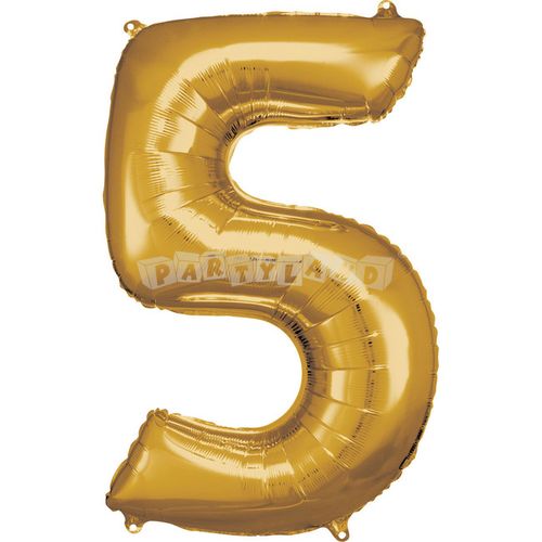Balón v tvare čísla 5 - Zlatý 86 cm, typ "R"
