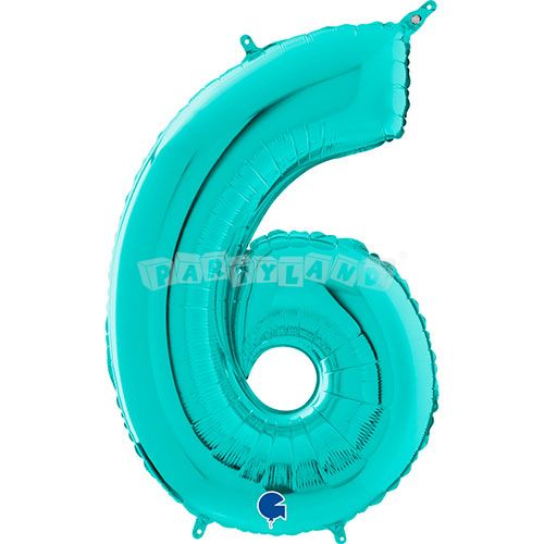 Balón v tvare čísla 6 - Aquamarínový 100 cm