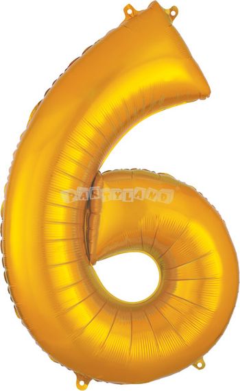 Balón v tvare čísla 6 - Zlatý 86 cm