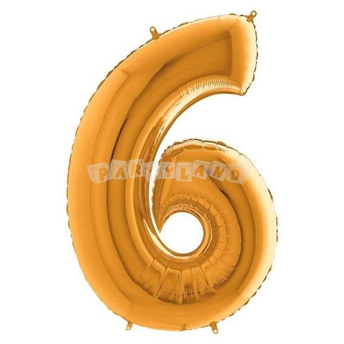 Balón v tvare čísla 6 - Zlatý 100 cm