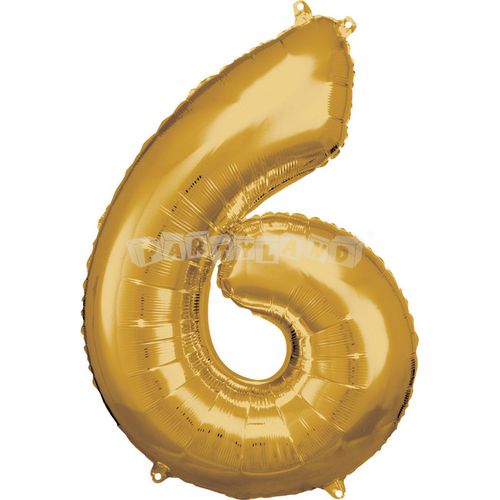 Balón v tvare čísla 6 - Zlatý 86 cm, typ "R"