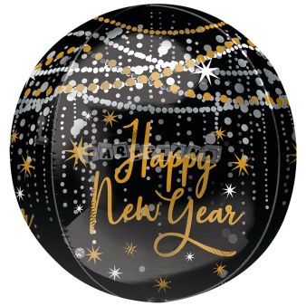 Fóliový balón guľa Happy New Year - 38 x 40 cm