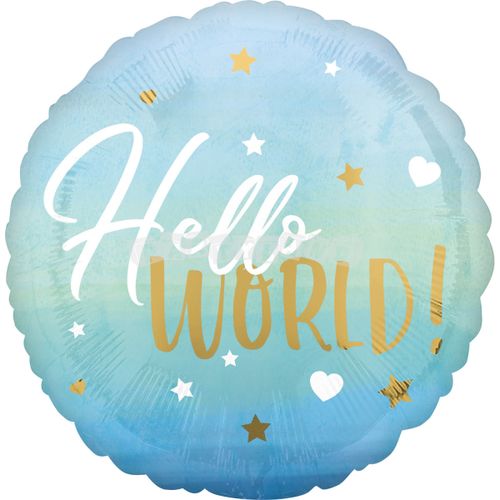 Fóliový balón Hallo World - modrý 43 cm