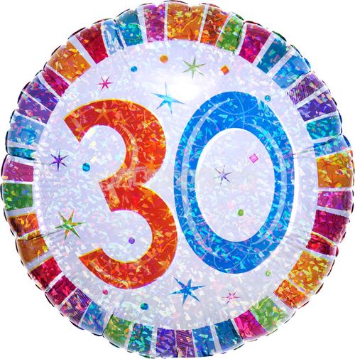 Foliový balón - Happy Birthday 30 Farebný