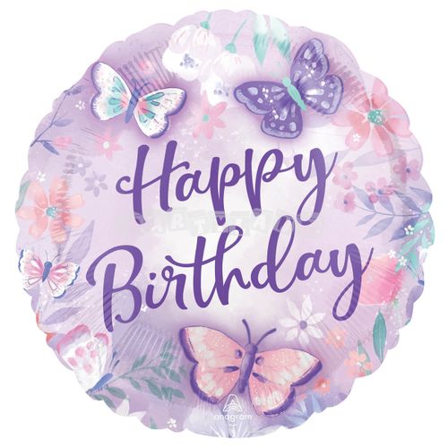 Fóliový balón Happy Birthday - Motýle