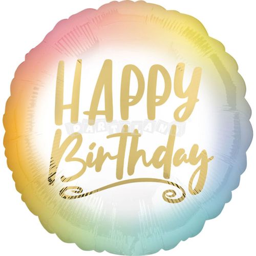 Fóliový balón Happy Birthday - Ombre Gold
