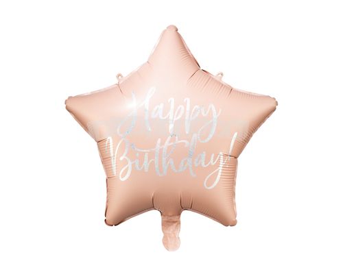 Fóliový balón Happy Birthday , ružová hviezda