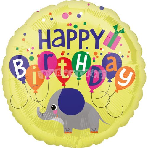 Fóliový balón Happy Birthday - Sloník, 43 cm
