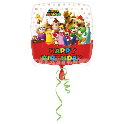 Fóliový balón Happy Birthday Super Mario - 43 cm
