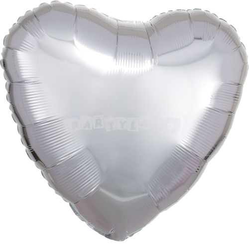 Fóliový balón srdce metalické strieborné - 43cm
