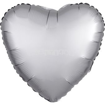 Fóliový balón srdce strieborné - 43cm