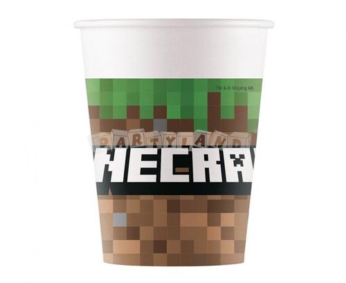 Minecraft papierové poháre 200ml, 8ks