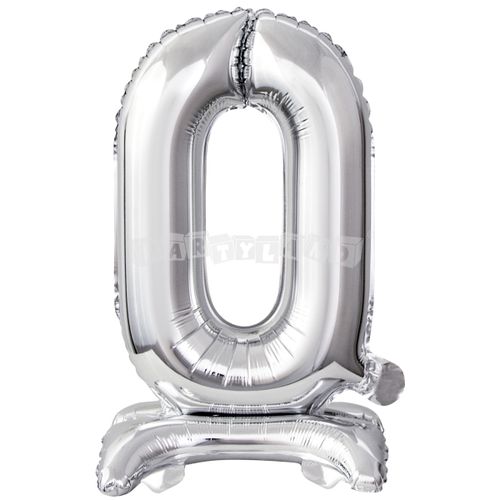 Mini balón v tvare čísla 0 strieborný, 38cm
