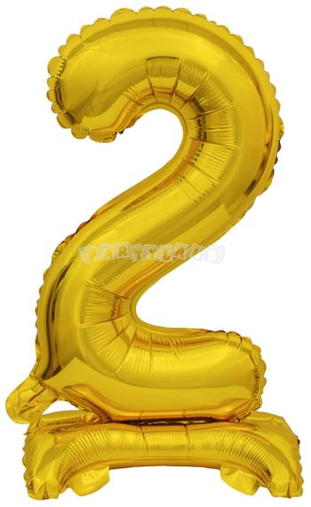 Mini Balón v tvare čísla 2 zlatý, 38 cm