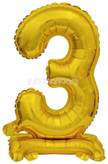 Mini Balón v tvare čísla 3 zlatý, 38 cm