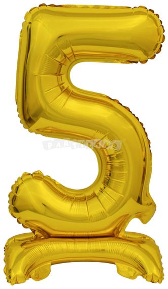 Mini Balón v tvare čísla 5 zlatý, 38 cm