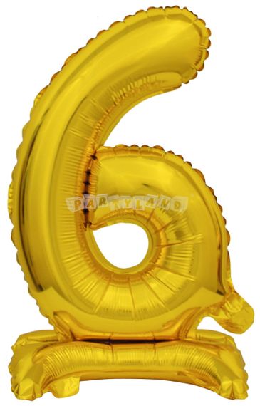 Mini Balón v tvare čísla 6 zlatý, 38 cm
