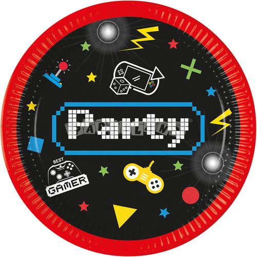 Papierové taniere Gaming Party, 23cm, 8ks