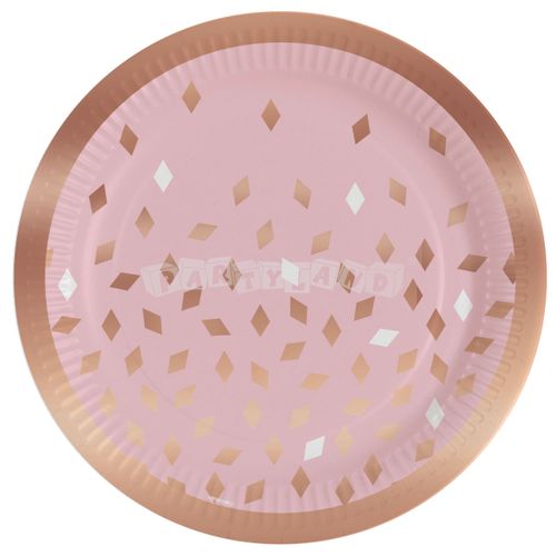 Papierové taniere ružovo-zlaté - 23 cm, 8 ks