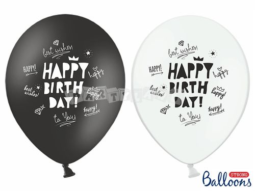 Pastelové balóny čierny, biely 6ks