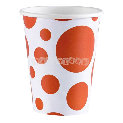 Oranžový pohár papierový s bodkami