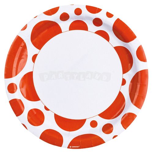 Oranžový tanier papierový s bodkami
