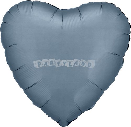 Saténový balón srdce sivo modré 43cm